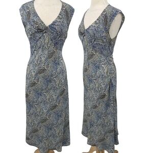 Vintage Blue and Cream Paisley Maxi Dress